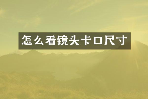 怎么看镜头卡口尺寸