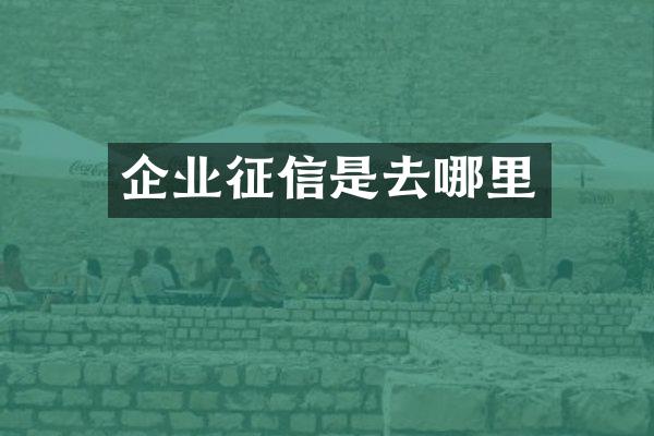 企业征信是去哪里