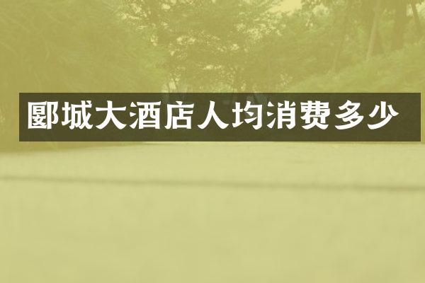 郾城大酒店人均消费多少