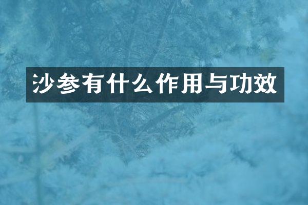 沙参有什么作用与功效