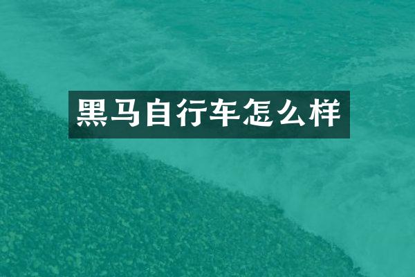 黑马自行车怎么样