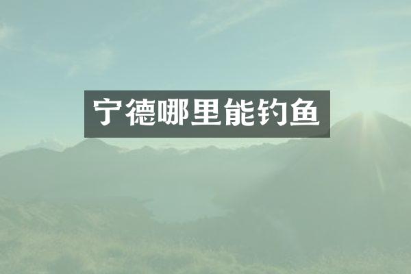 宁德哪里能钓鱼