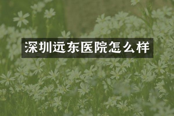 深圳远东医院怎么样