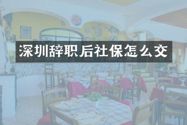 深圳辞职后社保怎么交