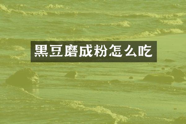 黑豆磨成粉怎么吃