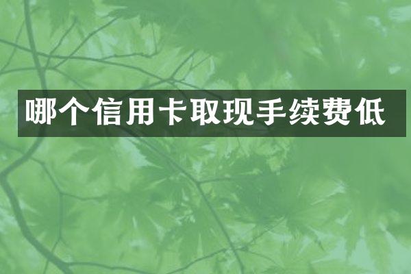 哪个信用卡取现手续费低