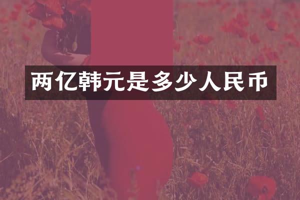 两亿韩元是多少