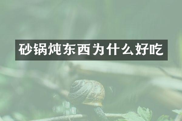 砂锅炖东西为什么好吃