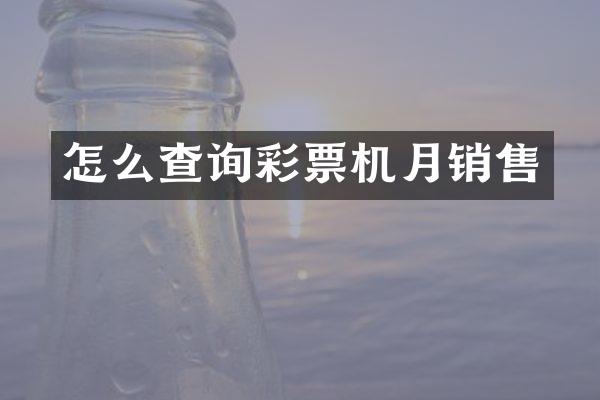 怎么查询彩票机月销售