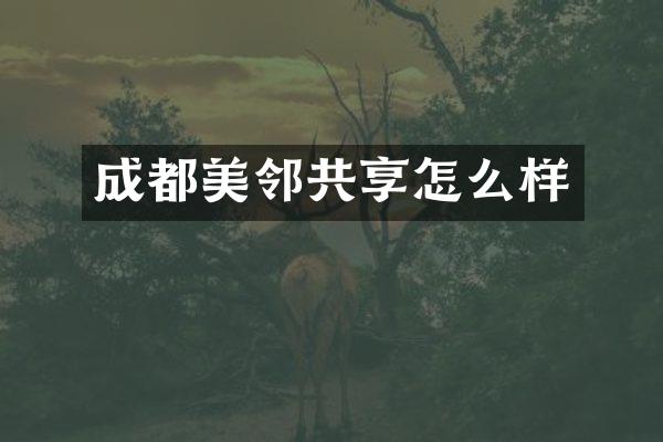 成都美邻共享怎么样