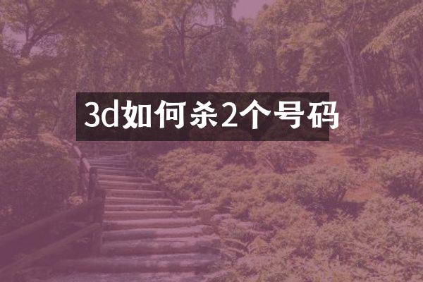 3d如何杀2个号码