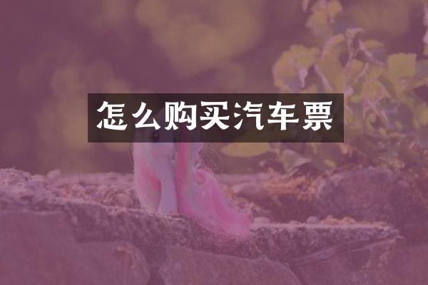 怎么购买汽车票