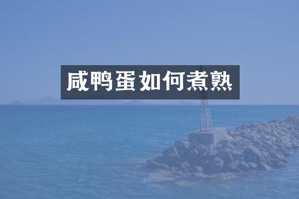 咸鸭蛋如何煮熟