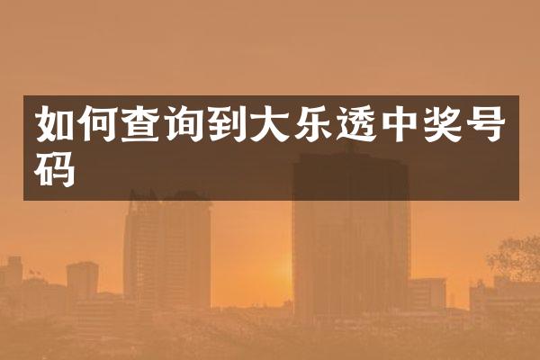 如何查询到大乐透中奖号码