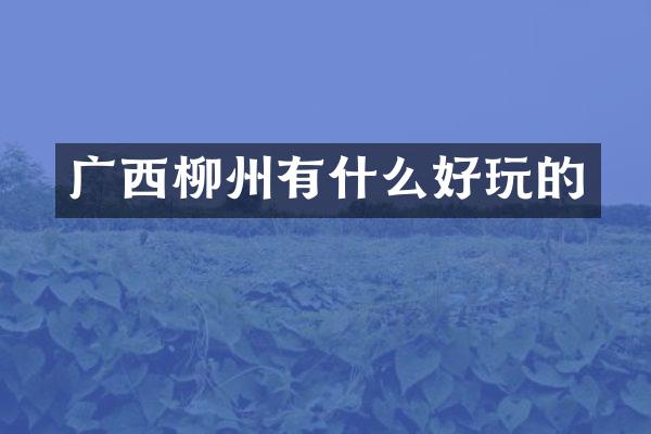 广西柳州有什么好玩的