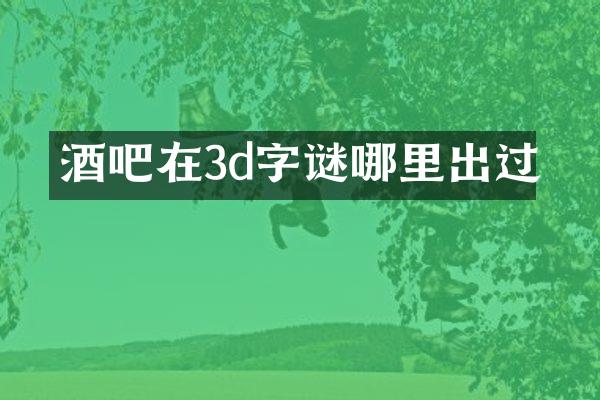 酒吧在3d字谜哪里出过