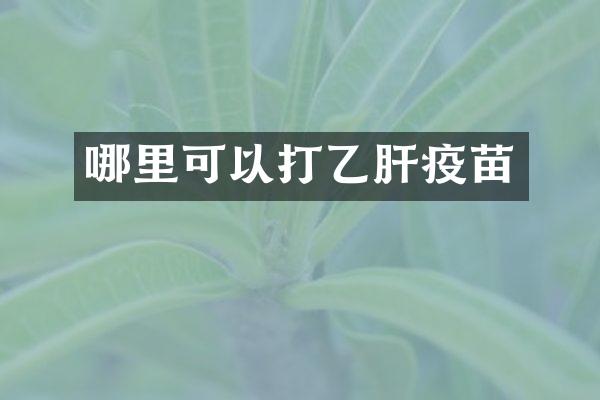哪里可以打乙肝疫苗
