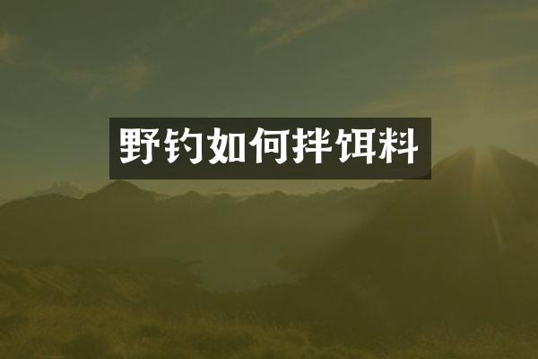 野钓如何拌饵料