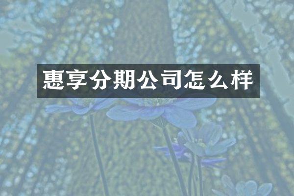 惠享分期公司怎么样