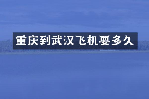 重庆到武汉飞机要多久
