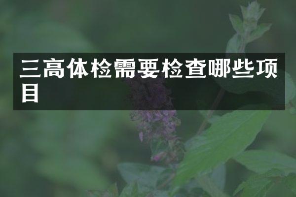 三高体检需要检查哪些项目