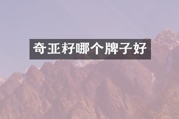 奇亚籽哪个牌子好