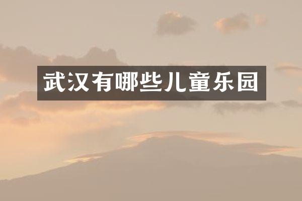 武汉有哪些儿童乐园