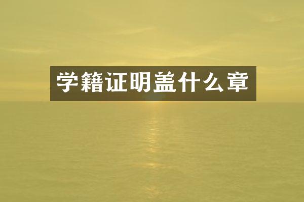 学籍证明盖什么章