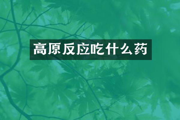 高原反应吃什么药