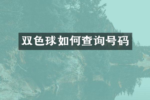 双色球如何查询号码