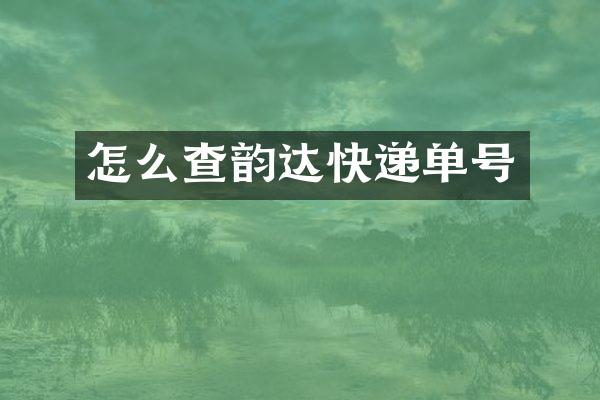 怎么查韵达快递单号