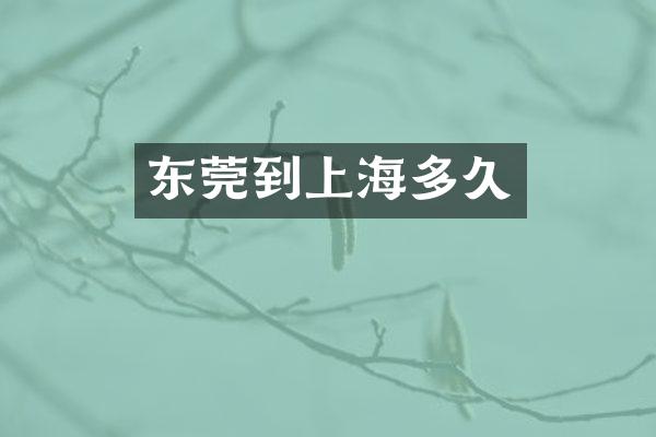 东莞到上海多久