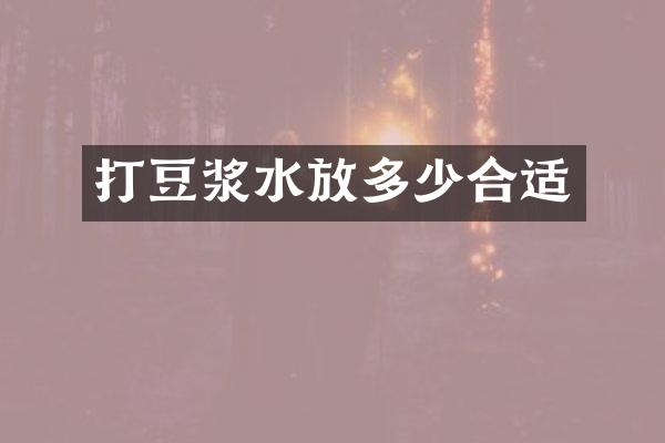 打豆浆水放多少合适