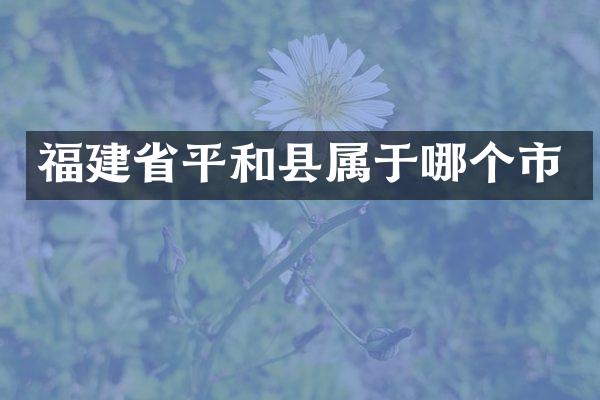 福建省平和县属于哪个市