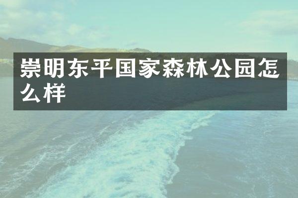 崇明东平国家森林公园怎么样