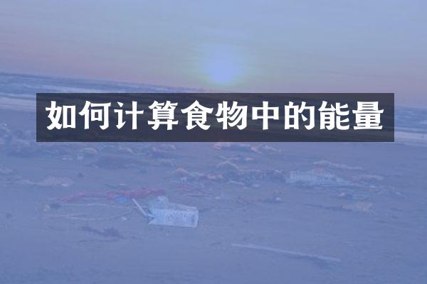 如何计算食物中的能量