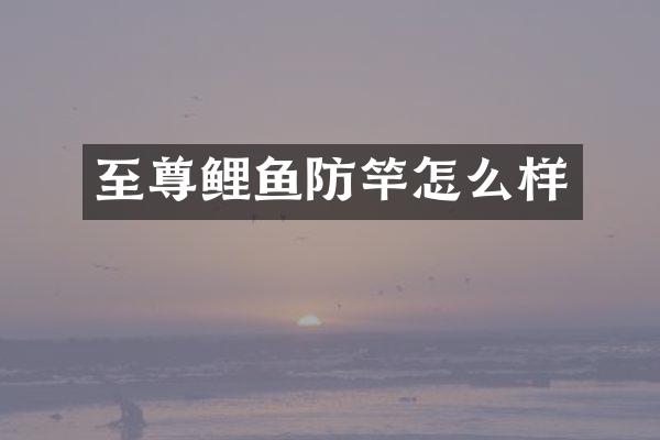 至尊鲤鱼防竿怎么样