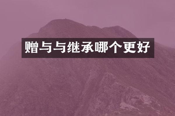 赠与与继承哪个更好