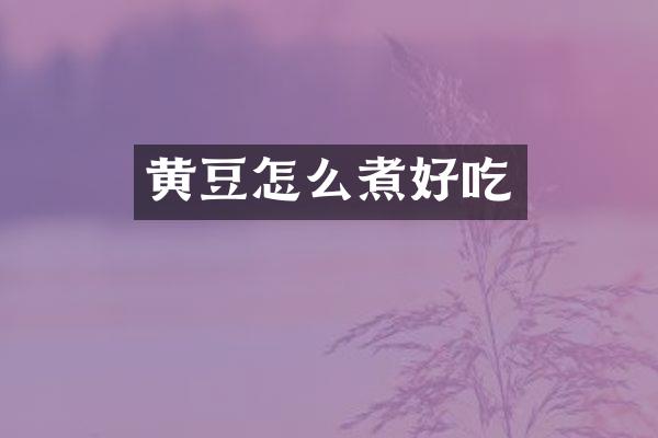 黄豆怎么煮好吃