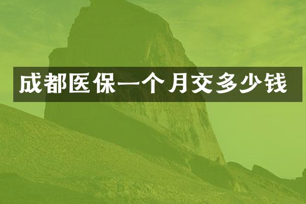 成都医保一个月交多少钱