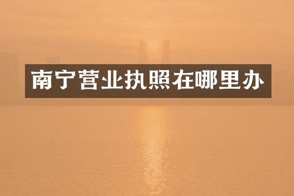 南宁营业执照在哪里办