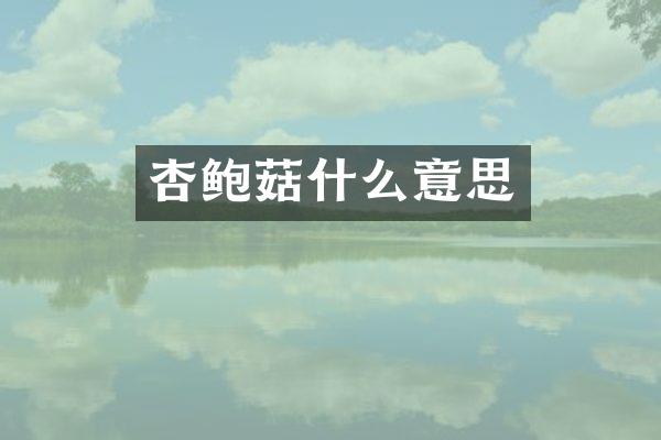 杏鲍菇什么意思