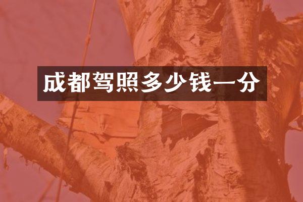 成都驾照多少钱一分