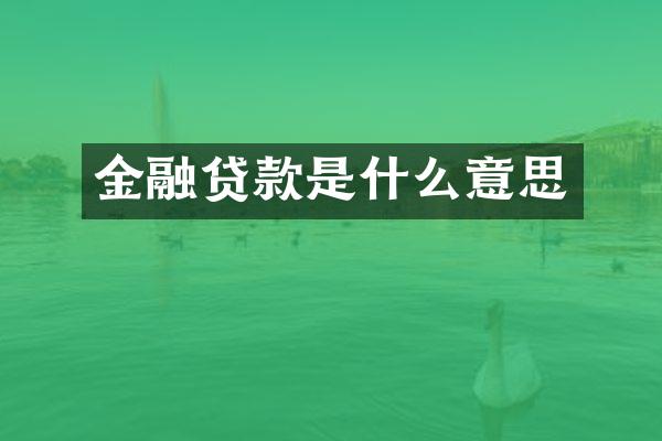 金融贷款是什么意思