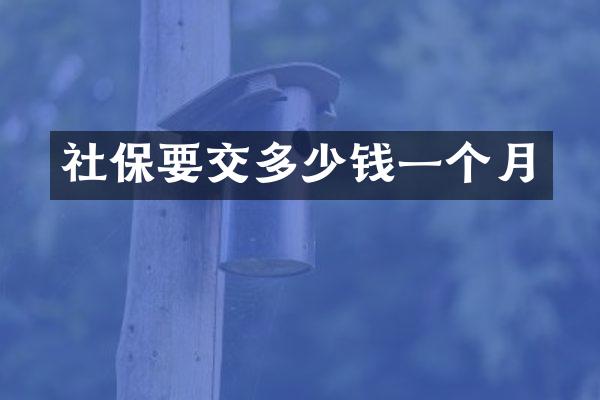 社保要交多少钱一个月