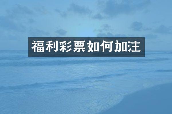 福利彩票如何加注