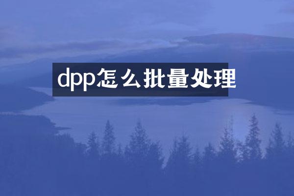 dpp怎么批量处理