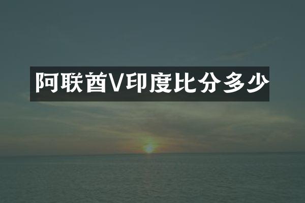 阿联酋V印度比分多少
