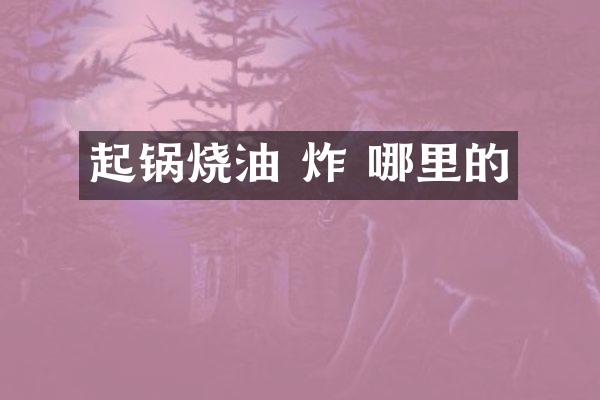 起锅烧油 炸 哪里的