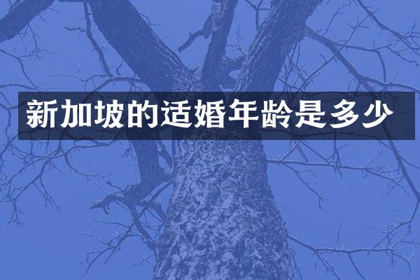 新加坡的适婚年龄是多少